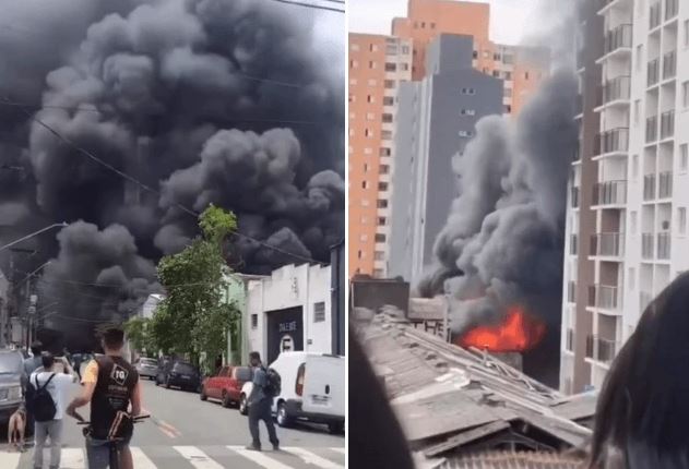 Fogo no Brás foi controlado em cerca de 30 minutos; duas mulheres receberam atendimento por inalação de fumaça.