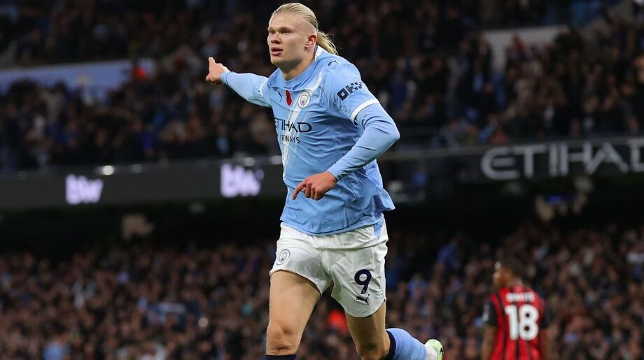 Haaland marcou dois gols e comandou o Manchester City na vitória sobre o Bournemouth pela Premier League.