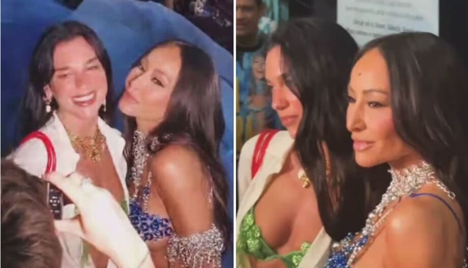 Dua Lipa e Sabrina Sato se encontram em ensaio da Unidos de Vila Isabel no Rio de Janeiro.