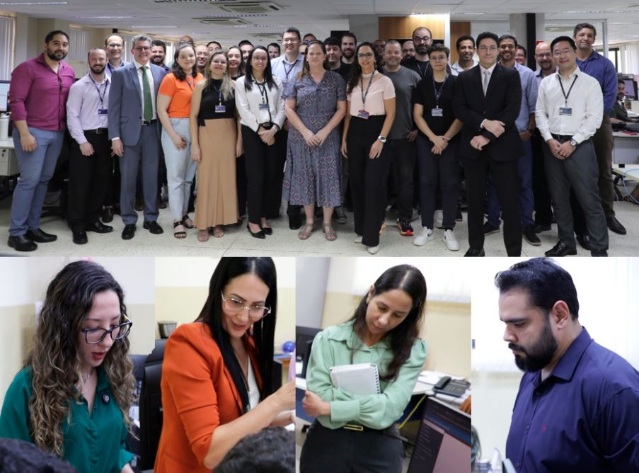 Equipe do TJMS acompanhando a implantação do sistema no fórum de Sidrolândia.