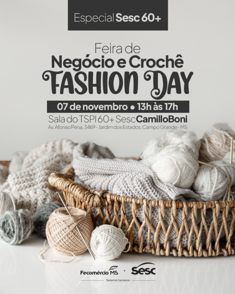 Idosas do Sesc 60+ apresentam trabalhos em crochê na feira desta sexta (7), no Sesc Camillo Boni, em Campo Grande.