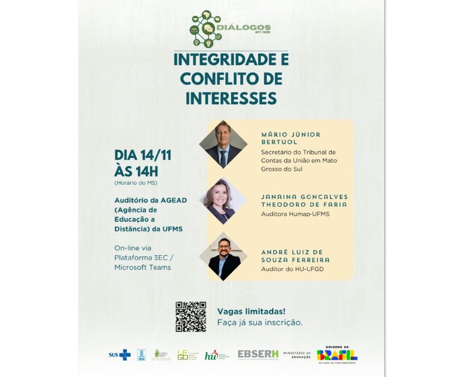 Hospitais universitários da UFMS e UFGD debatem ética, integridade e governança na saúde pública em evento gratuito em Campo Grande.