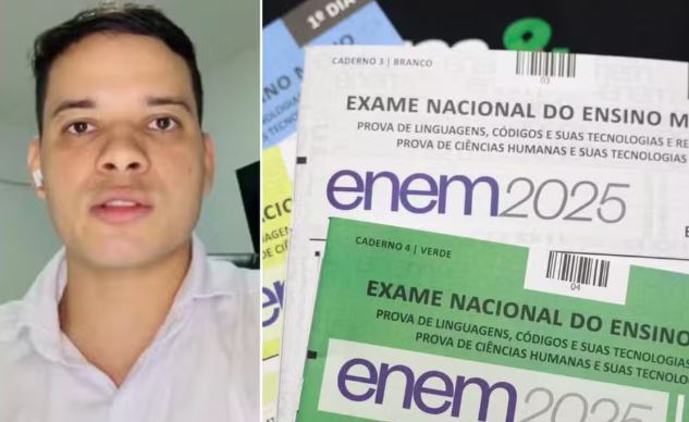 Edcley Teixeira em material de divulgação antes do Enem; ele é investigado por possível uso de questões do pré-teste.