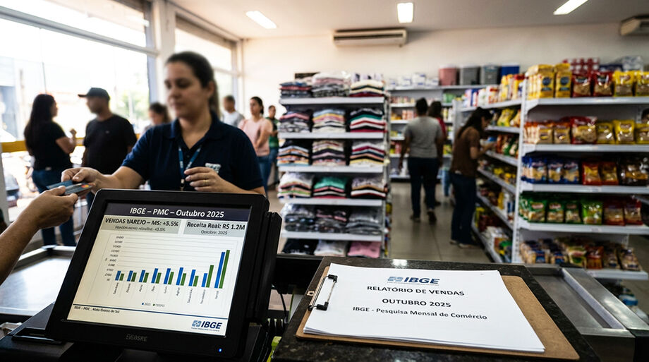 Comércio varejista de Mato Grosso do Sul registrou alta nas vendas em outubro, segundo IBGE.