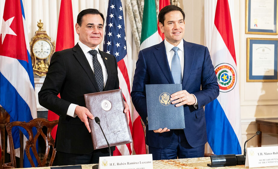 O documento foi assinado pelo ministro das Relações Exteriores do Paraguai, Rubén Ramírez Lezcano, e pelo secretário de Estado americano, Marco Rubio