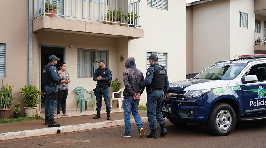 Homem foi levado à Depac de Dourados após agredir o padrasto dentro de um condomínio residencial.