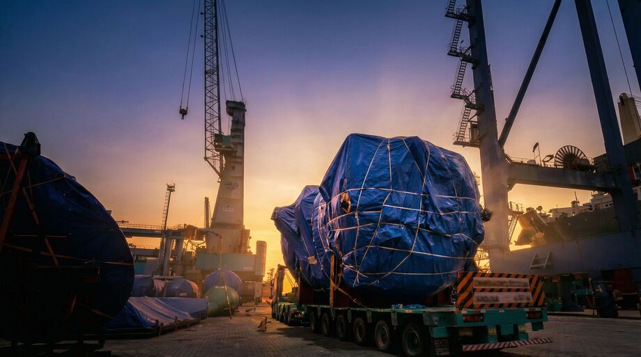 Peças gigantes do Projeto Sucuriu são descarregadas no Porto de Paranaguá e iniciam viagem de até 120 dias pelas estradas até Inocência, em Mato Grosso do Sul.