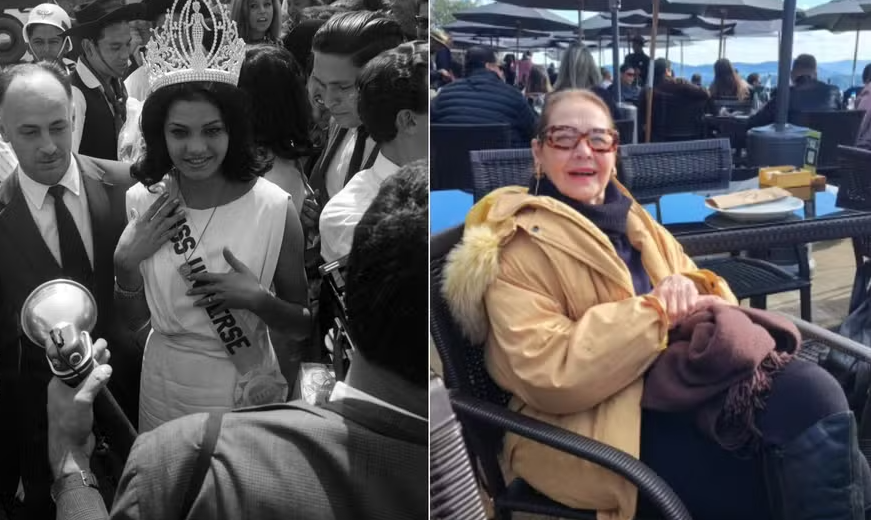 Chegada de Ieda Maria Vargas a Brasília após conquistar o título de Miss Universo; Ieda Maria Vargas em um restaurante em Gramado