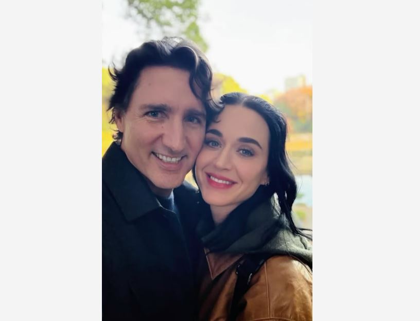 Foto de Katy Perry com Justin Trudeau compartilhada pela cantora nas redes sociais.