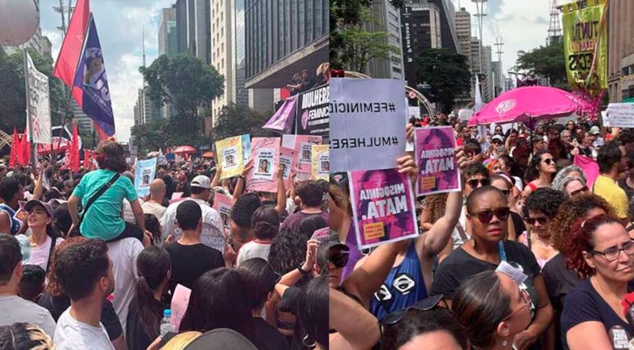 Ato na Avenida Paulista reúne movimentos feministas e familiares de vítimas para cobrar ações contra o avanço do feminicídio no país.