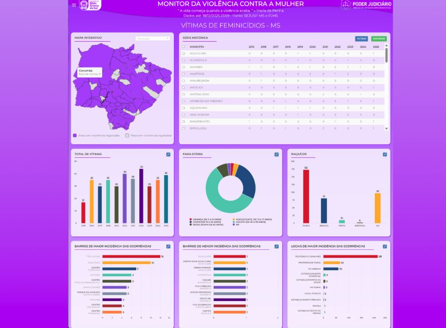 Monitor da Violência Contra a Mulher recebeu novas funcionalidades para ampliar análise e transparência dos dados em MS