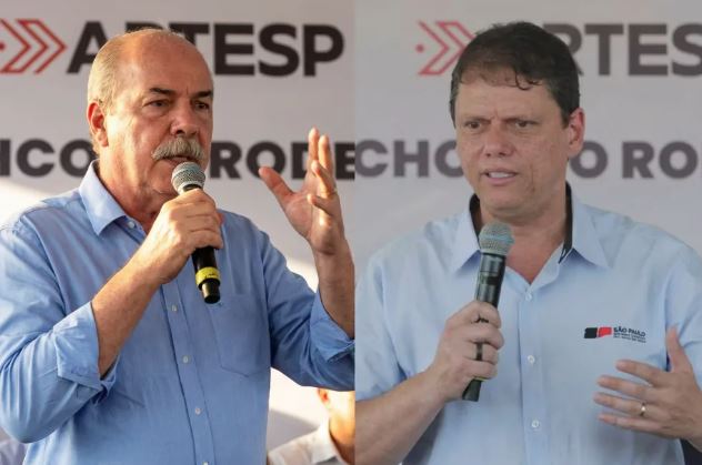 Aloizio Mercadante e Tarcísio de Freitas participaram da entrega do primeiro trecho do Rodoanel Norte, na Grande São Paulo.