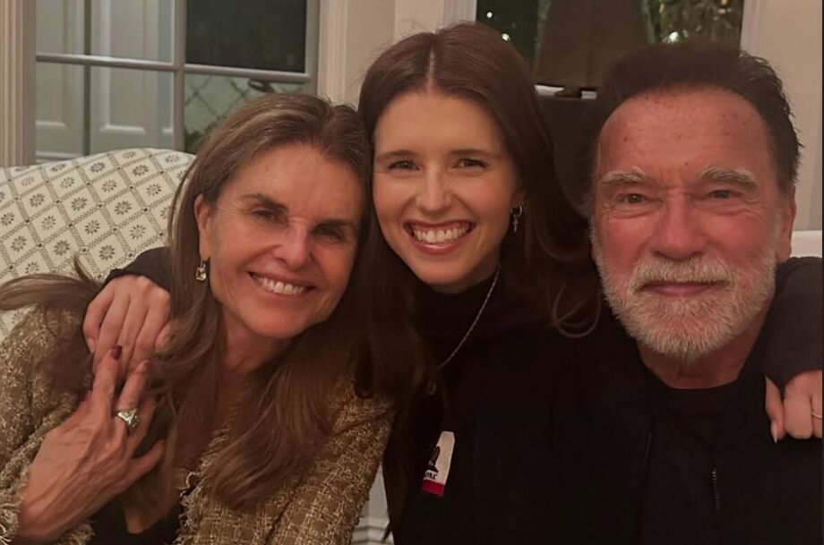 Arnold Schwarzenegger com a ex-mulher, Maria Shriver, e a filha, Katherine.