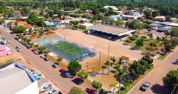 Vista aérea de Nioaque (MS), onde a prefeitura abriu o período de pré-matrícula online para novos alunos da rede municipal de ensino.