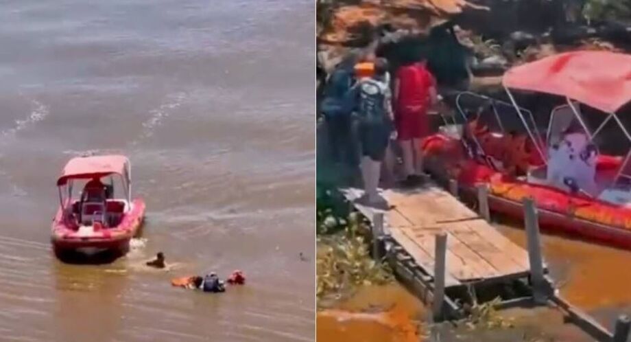 Bombeiros e Polícia Militar resgatam pescadores que ficaram à deriva por cerca de 20 horas no Rio Paraná.