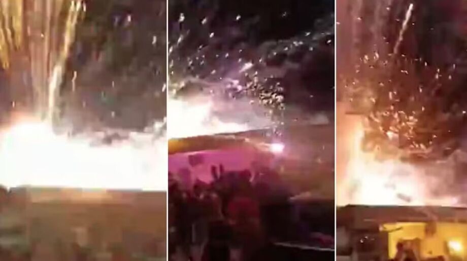 Fogos lançados durante a abertura do Natal de Estação desviaram da rota e atingiram o público na praça central