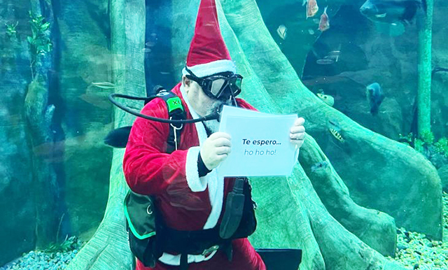 Papai Noel Mergulhador será atração especial de Natal no Bioparque Pantanal nos dias 23 e 24 de dezembro.