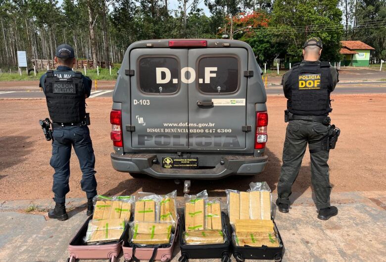 Tabletes de maconha foram encontrados em malas durante abordagem a ônibus na MS-164, em Ponta Porã