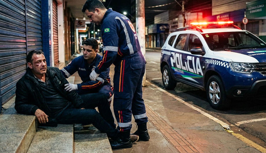 Vítima foi levada à Santa Casa após ser agredida por desconhecido no Centro de Campo Grande.