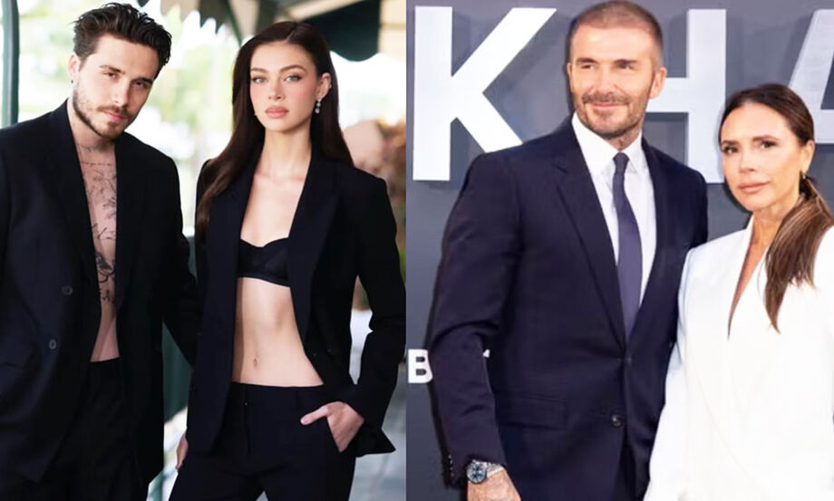 David, Victoria e Brooklyn Beckham em evento anterior: após postagens do primogênito acusando os pais de interferir em seu casamento com Nicola Peltz, ex-jogador falou em erros dos filhos e aprendizado.