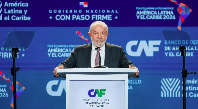 Presidente Luiz Inácio Lula da Silva durante discurso no Fórum Econômico Internacional da América Latina, realizado no Panamá.