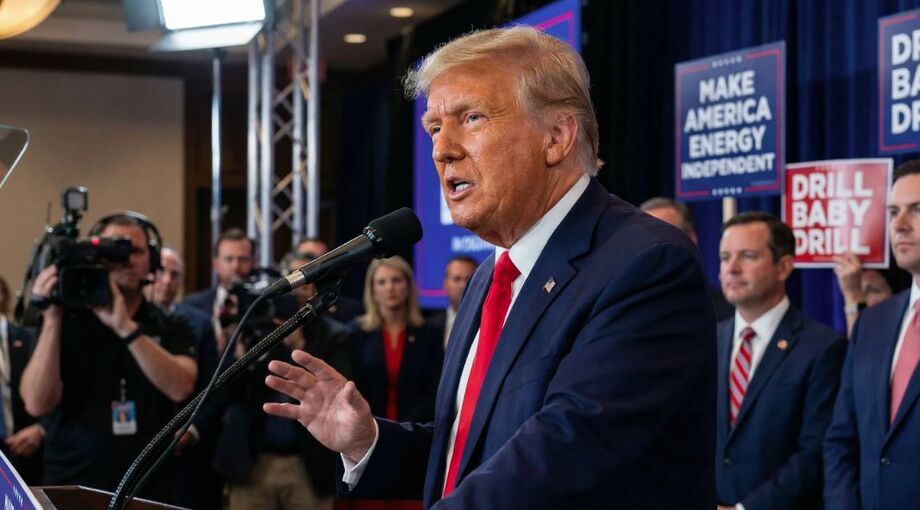 Donald Trump durante evento com republicanos, ao comentar planos para ampliar a produção de petróleo.