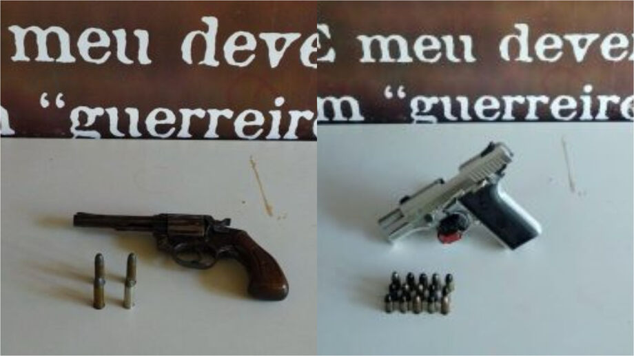 Pistola, revólver e munições apreendidos pela 1ª Deam em endereços de investigados por violência contra mulher em Campo Grande