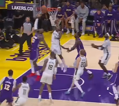 Giannis Antetokounmpo foi decisivo na defesa e garantiu a vitória dos Bucks sobre os Lakers em Los Angeles