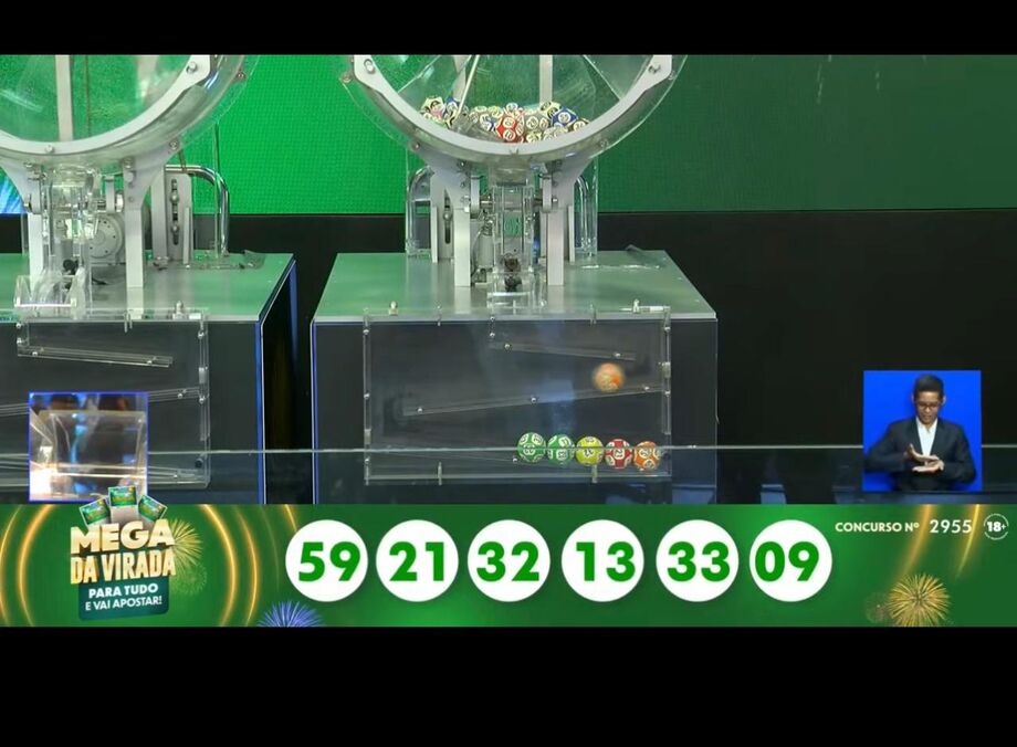 Dezenas 09, 13, 21, 32, 33 e 59 foram sorteadas na Mega da Virada