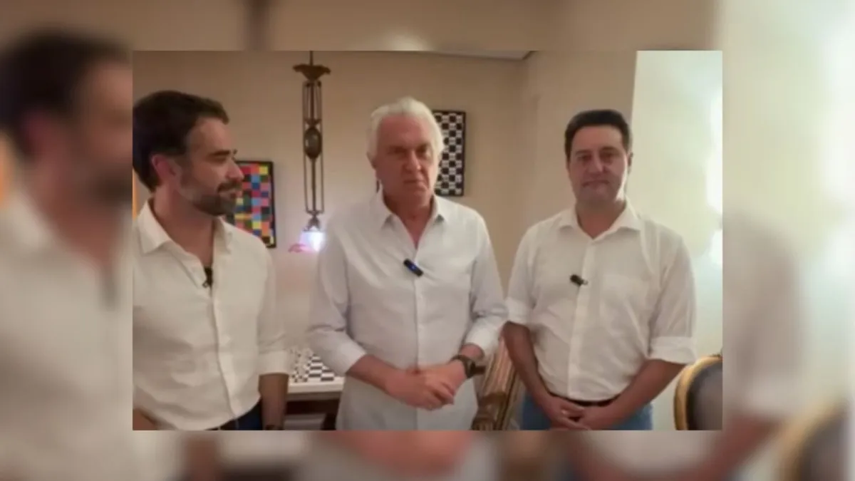 Ronaldo Caiado anuncia filiação ao PSD ao lado de Ratinho Júnior e Eduardo Leite, reforçando pré-candidatura à Presidência.