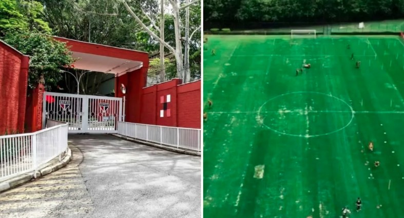 Campos do Centro de Formação de Atletas do São Paulo, em Cotia, aparecem em más condições em imagens divulgadas nesta quarta-feira.