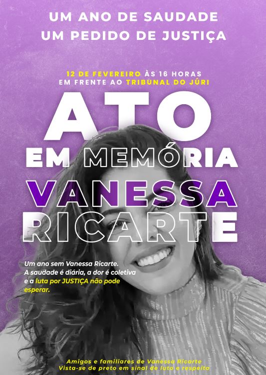 Manifestação marcada para às 16h cobra Justiça um ano após o feminicídio da jornalista Vanessa Ricarte.