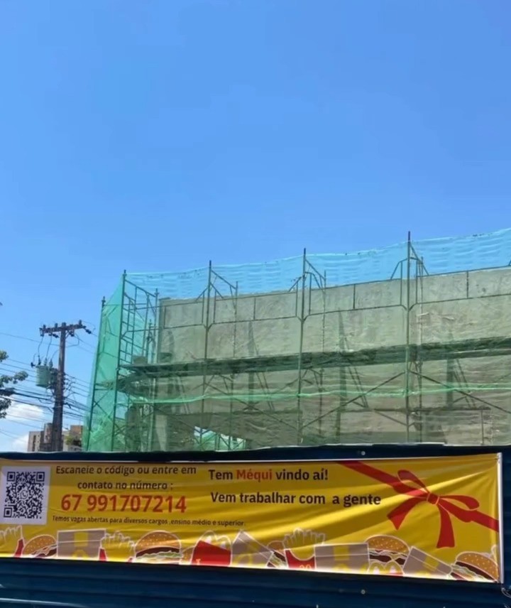 Obra do McDonald's em Dourados entra na fase final; unidade deve inaugurar em junho e já está com vagas abertas para contratação.