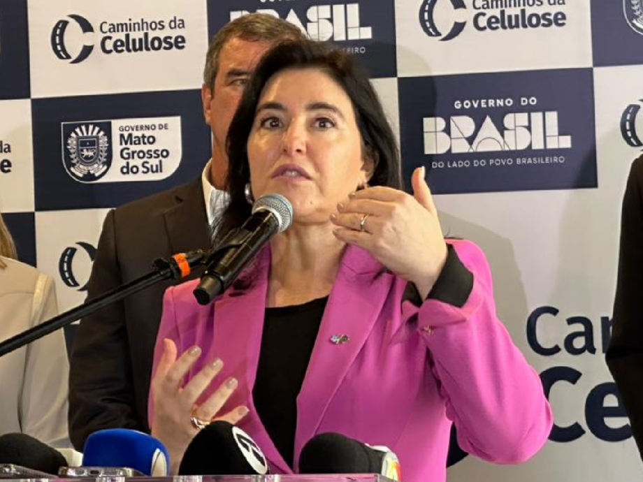 Simone Tebet em Campo Grande: ministra confirma que deixa o Planejamento até 30 de março e será candidata nas eleições deste ano.