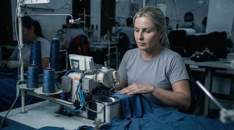 Trabalhadora da indústria têxtil em plena produção, um dos setores que pode ser afetado pela redução da jornada de trabalho proposta no Congresso