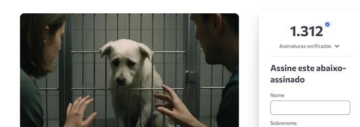 Imagem do site onde foi feito o abaixo assinado