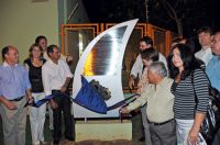 Momento do descerramento da placa inaugural do aterro sanitário que pôs fim ao lixão de Três Lagoas