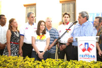 Governador André Puccinelli durante seu discurso saudando a iniciativa da Família Feitosa.