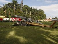 Helicóptero Águia Dourada da TV Record caiu dentro do Jockey Club na manhã desta quarta-feira
