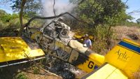 Um avião caiu hoje em Itaporã (MS) quando era usado na pulverização de arroz