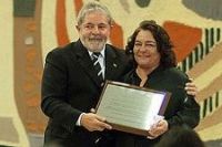 Luciana e Lula em recente homenagem a Vinícius, no Ministério da Cultura