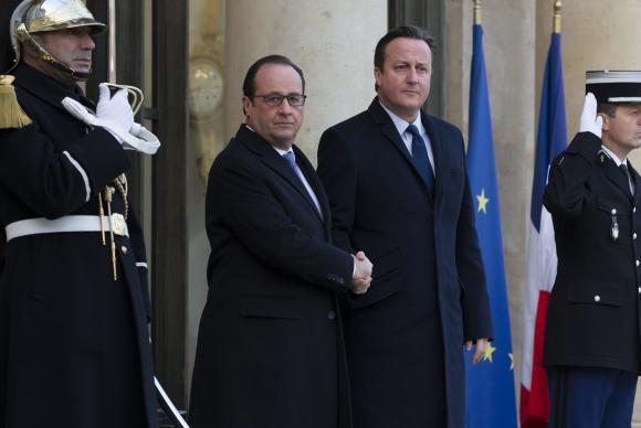 O presidente francês, François Hollande, e o primeiro-ministro britânico, David Cameron