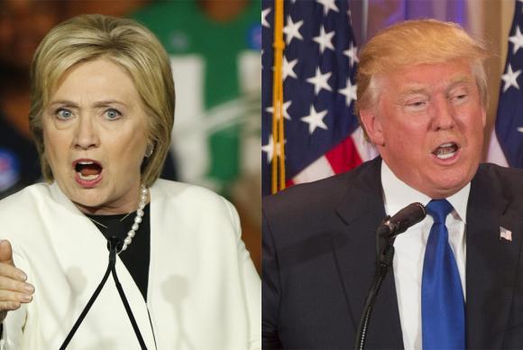 Os candidatos Hillary Clinton, do Partido Democrata, e Donald Trump, do Partido Republicano