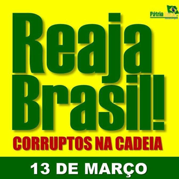 O Reaja Brasil é formado por grupos de voluntários que fazem parte do Pátria Livre e Movimento Democrático Pró Impeachment