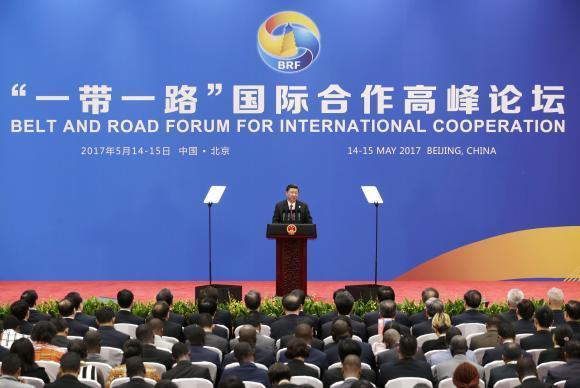 O presidente chinês Xi Jinping discursa durante coletiva de imprensa no Fórum do Cinturão e da Rota, em Pequim