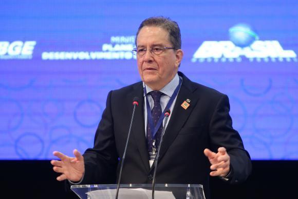 Brasília - O presidente do Instituto Brasileiro de Geografia e Estatística, Paulo Rabello Castro, participa da cerimônia de abertura do 3 Encontro Nacional de Chefes de Agências do instituto (Antonio Cruz/ Agênc