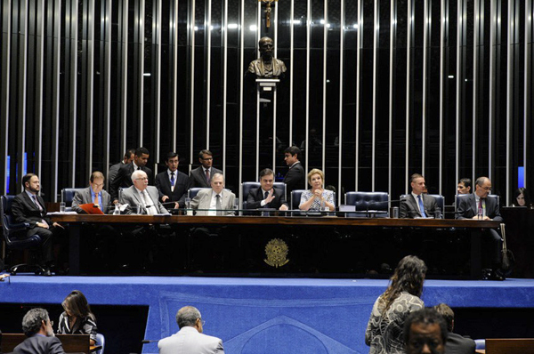 Sessão sobre a reforma trabalhista realizada na quinta-feira (11), sob a presidência do senador Cássio Cunha Lima, ao lado da senadora Marta Suplicy, presidente da Comissão de Assuntos Sociais, e do senador Tasso Jereissati, presidente da Comissão de Assu