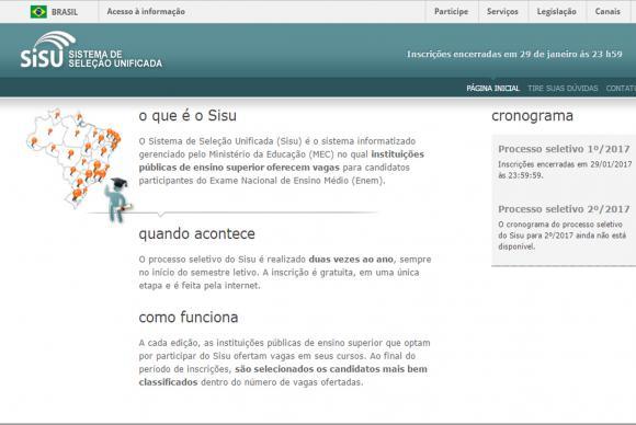 Página do Sisu na internet - Reprodução/Agência Brasil