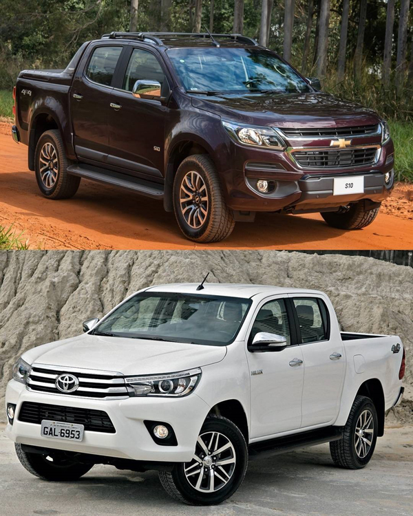 A Hilux ficou em segundo lugar com 2.694 unidades emplacadas e em terceiro lugar ficou a Ford Ranger com 1,5 mil unidades