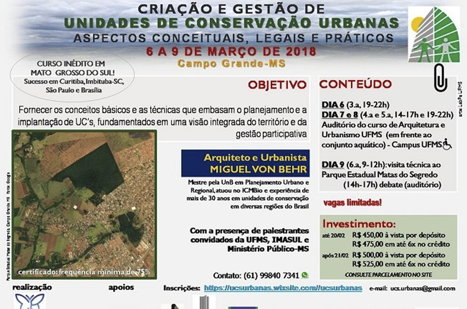 O evento é promovido pela UFMS, por meio dos Laboratórios de Paisagem e Laboratório de Geoprocessamento para Aplicações Ambientais